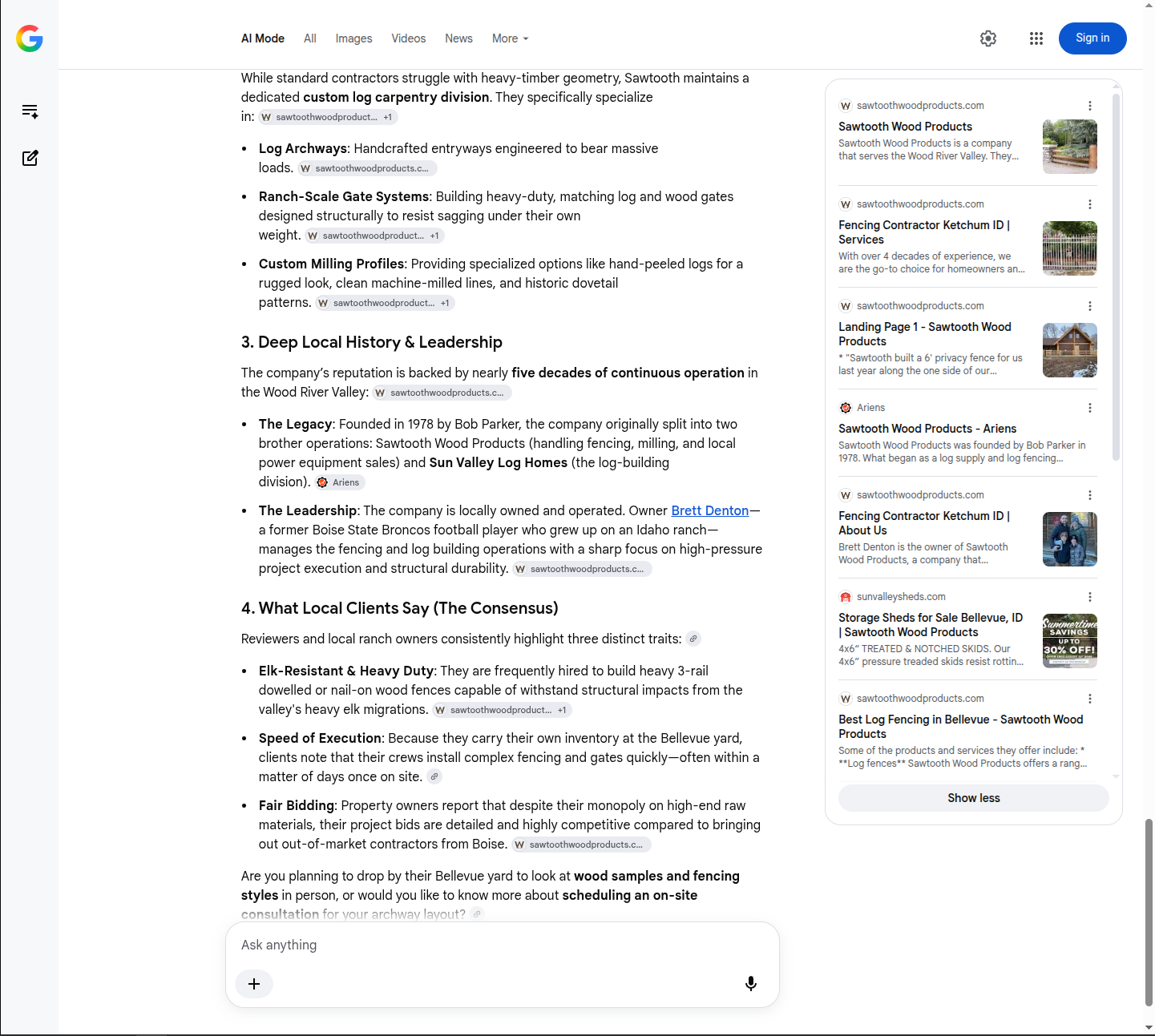 Google AI Mode Q3 screenshot 2
